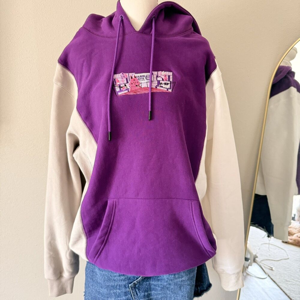 Apari x Trash Taste Hoodie Size L Purple After Dark Box Logo Anime Podcast Promo